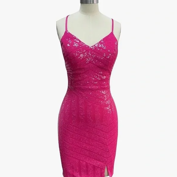 Dresses | Mollyevers Short Tight Sequin Homecoming Dress Size 6 Hot Pink |  Poshmark